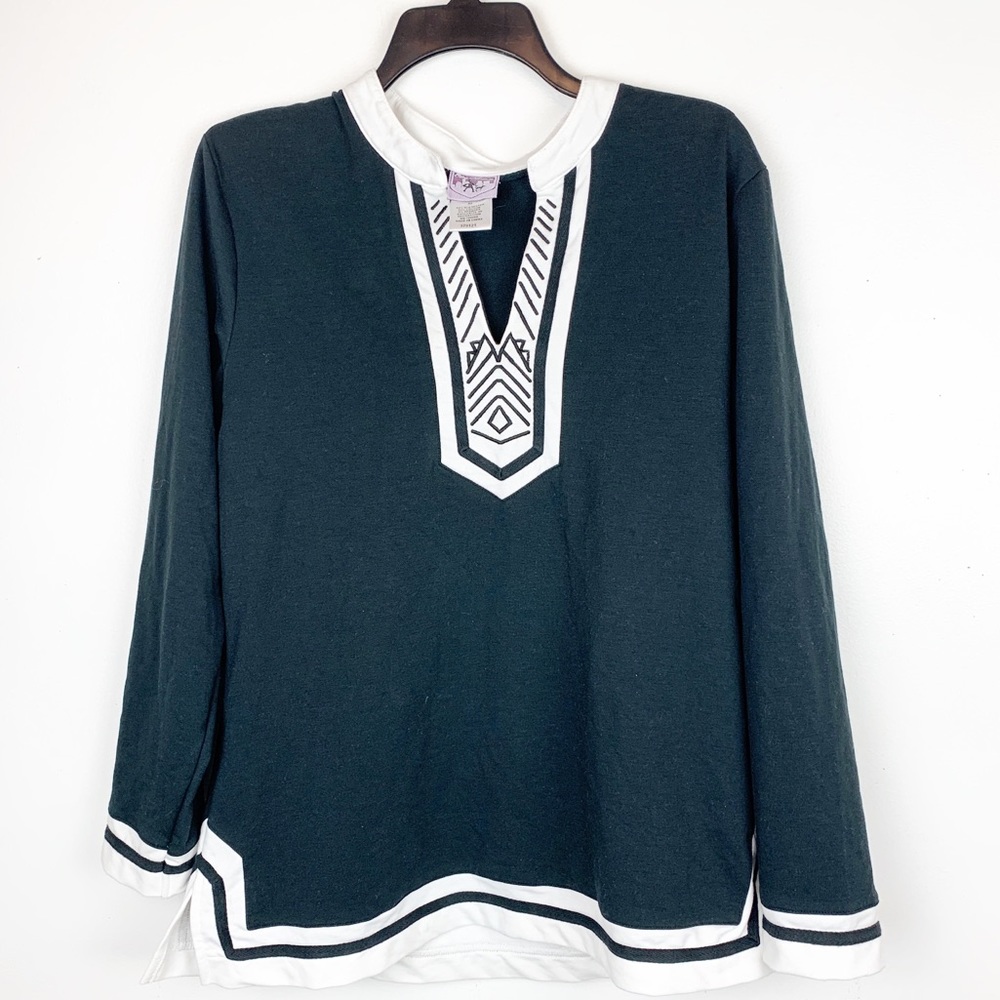 CITY HEARTS BLACK WHITE TUNIC TOP MEDIUM